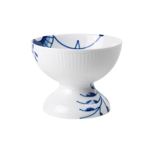 Blaue Mega gerippte Schale mit Fu&szlig; 8 cm, Royal Copenhagen
