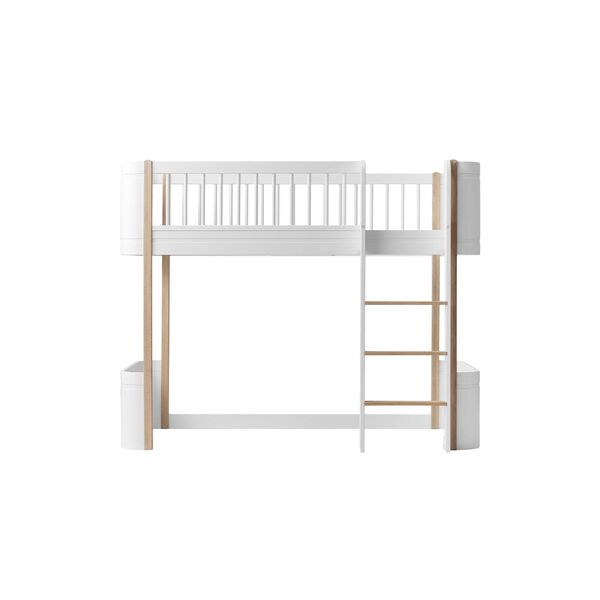 Wood Mini+ Low Loft Bed 68x162 cm, white/oak, Oliver Furniture
