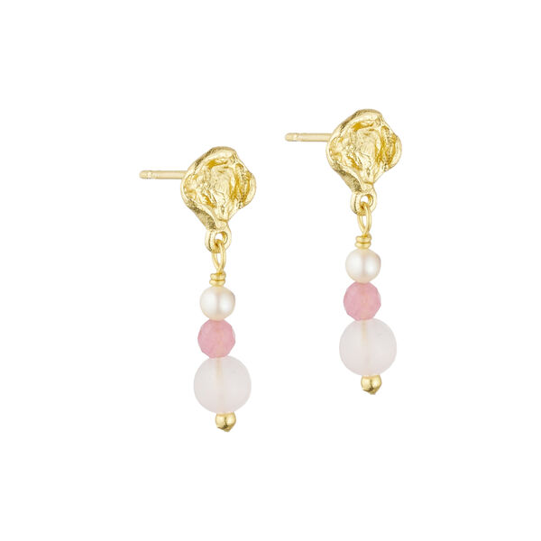 Josie post earrings w. gemstones, gold plated/pink, Pure by Nat