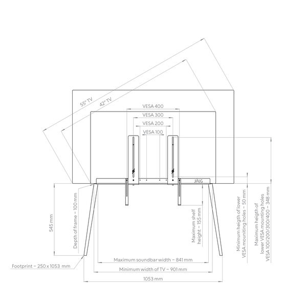 TV stand 42''-55'', walnut, JALG