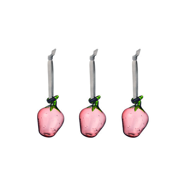 Glass strawberry 3set, pink, Iittala