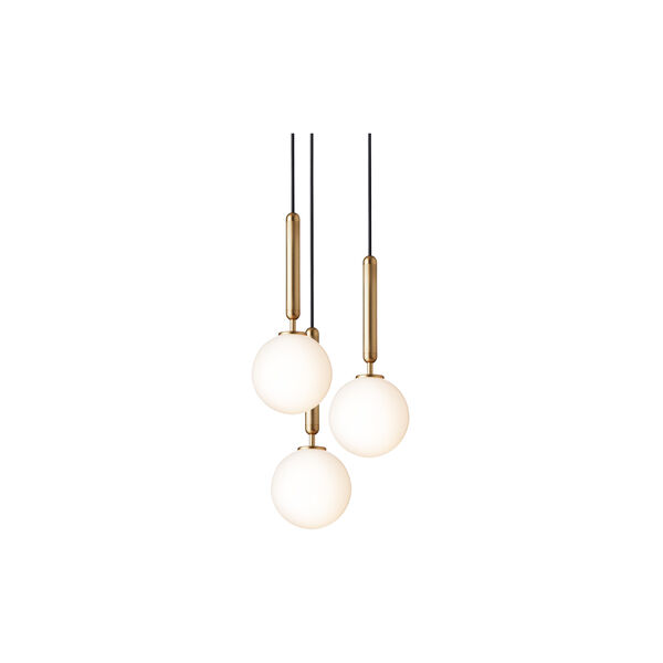 Miira 3 Pendant, brass/opal white, Nuura