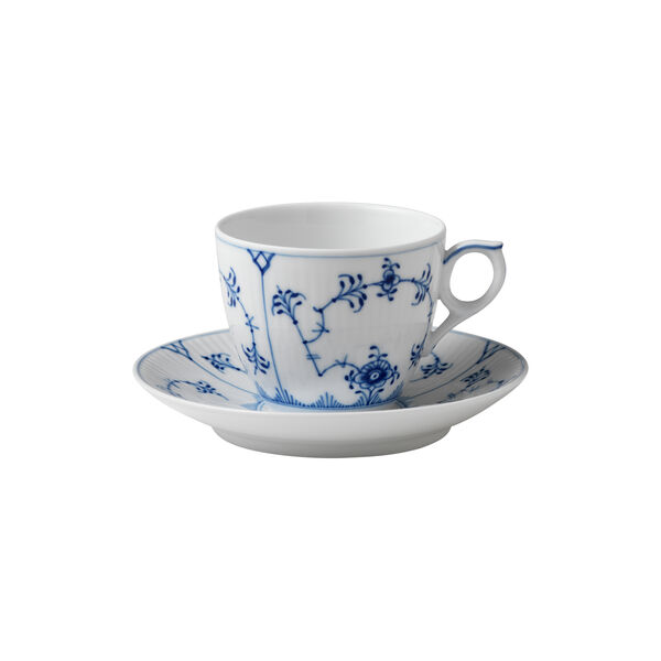 Musselmalet Gerippt Tasse und Untertasse, 16 cl Musselmalet Gerippt Tasse und Untertasse, 16 cl, Royal Copenhagen