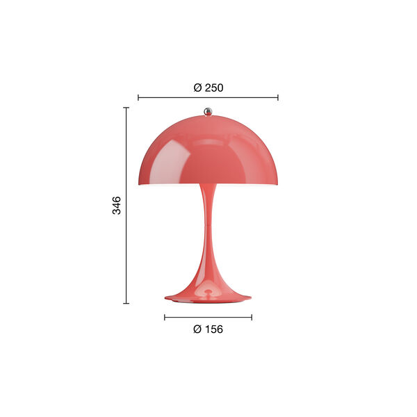 Panthella 250 Portable Table Lamp, opaque coral, Louis Poulsen