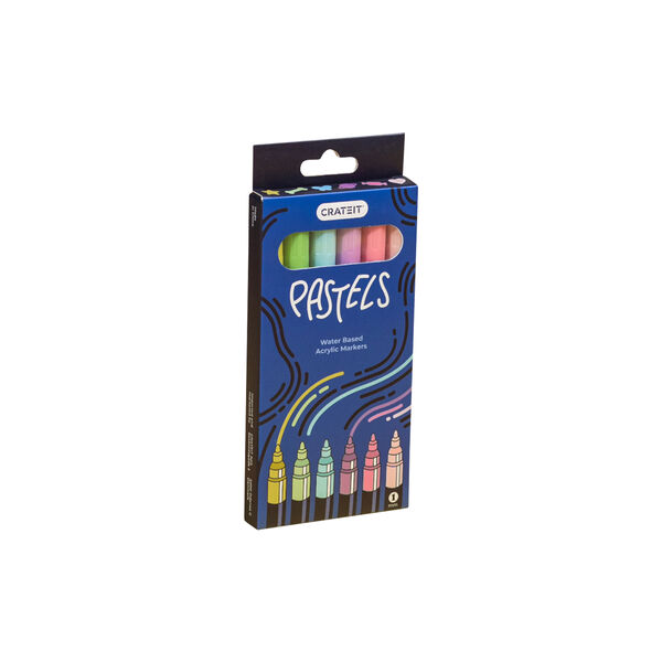 Pastel Markers 1mm  6 pcs., Crateit