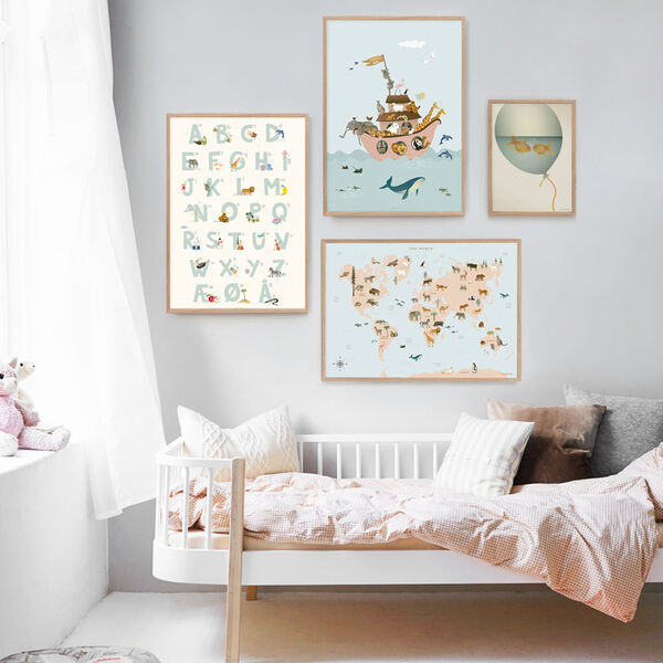 Weltkarte mit Tieren Plakat, ViSSEVASSE