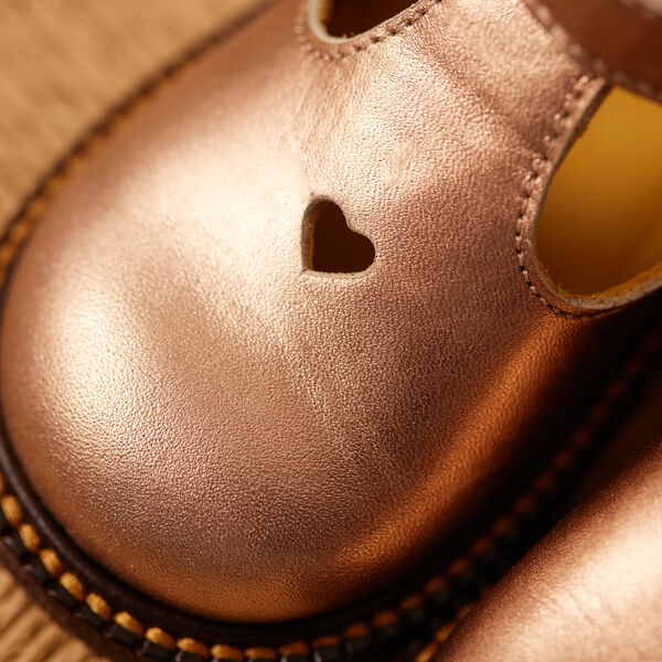 Klassischer Krabbelschuh mit Herzmotiv, Bronze-Metallic, ANGULUS