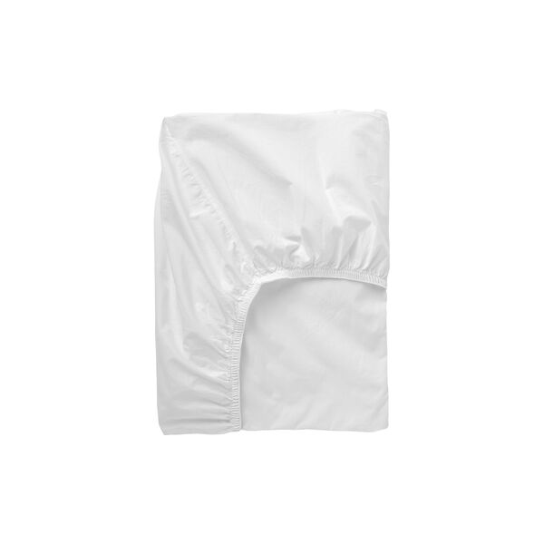 Linen Woven Fitted Sheet, white, Geismars V&aelig;verier