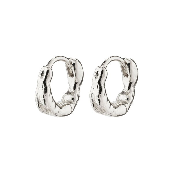 EDDY recycled organic shaped mini huggie hoops, silver-plated, Pilgrim