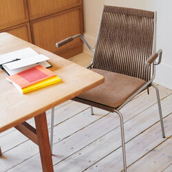 Noel Armrest Chair, steel/black linen, Thorup Copenhagen
