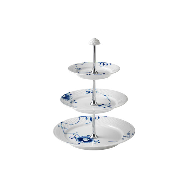 Mega Blau Gerippt Etagere, 3 lag, Royal Copenhagen