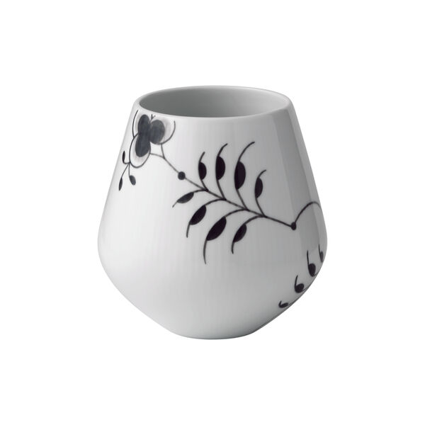 Mega Schwarz Gerippt Vase, 15 cm, Royal Copenhagen