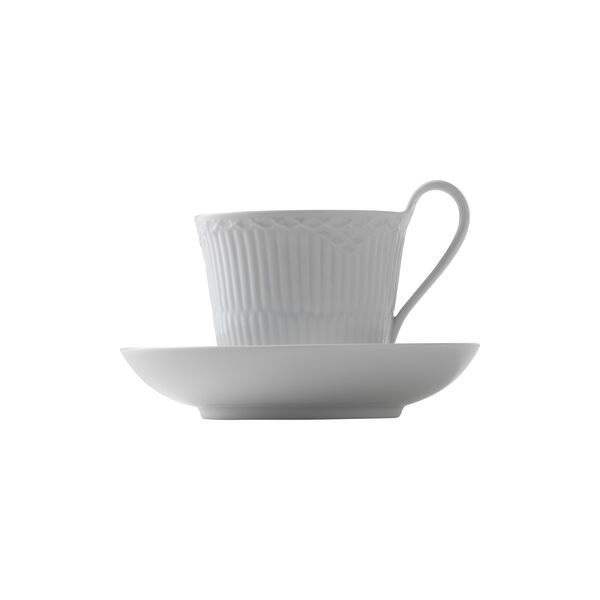 Weiße Halbspitze Tasse und Untertasse, 25 cl, Royal Copenhagen