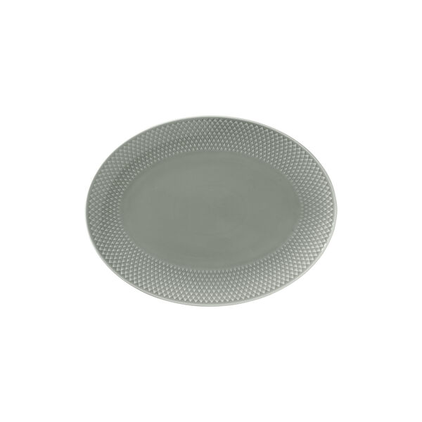 Rhombe Earth Oval serving dish, moss, Lyngby Porcel&aelig;n