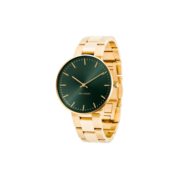 City Hall Evergreen Wrist Watch, green/gold/matt gold City Hall Evergreen Wrist Watch, green/gold/matt gold, Arne Jacobsen Watches