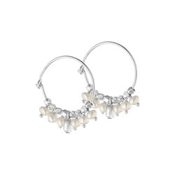 Hoop Earring With gemstones, silver-plated/white pearls, Pure by Nat