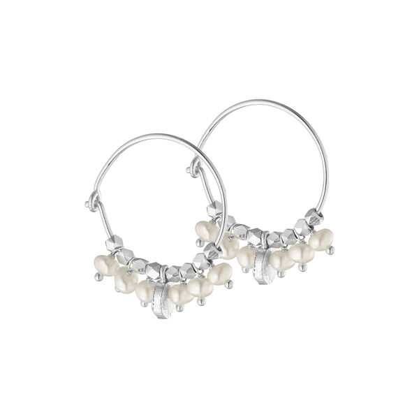 Hoop Earring With gemstones, silver-plated/white pearls, Pure by Nat