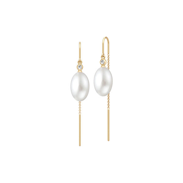 Afrodite Kettenohrring, Gold/wei&szlig;e Perle, Julie Sandlau