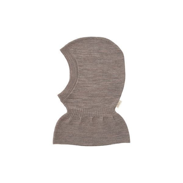 Leicht gestrickte Merino-Sturmhaube mit Rüschen, natural melange, Copenhagen Colors Organics
