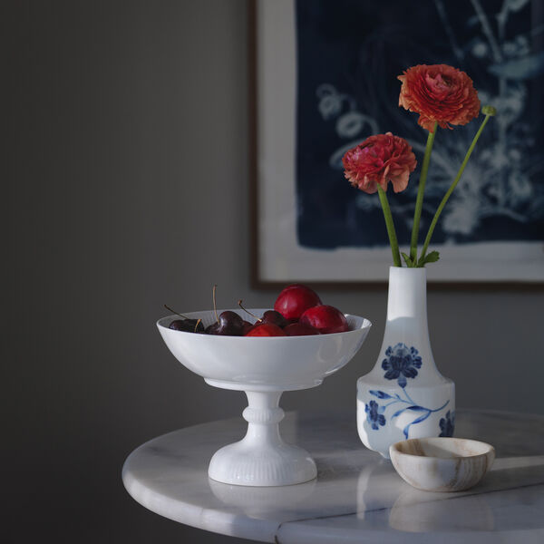 Weiß Gerippt Schale auf Fuß 80 cl, Royal Copenhagen