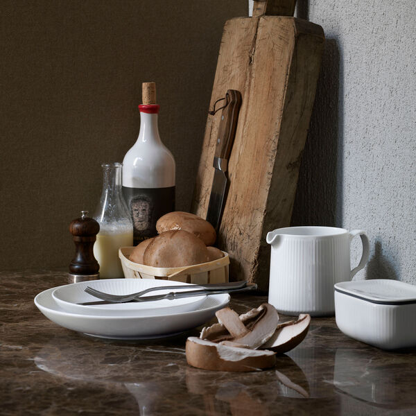 Weiß Gerippt Butterdose, Royal Copenhagen