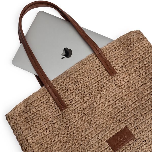 AvaniMBG Shopper, Raffia, natural w/cognac, Markberg