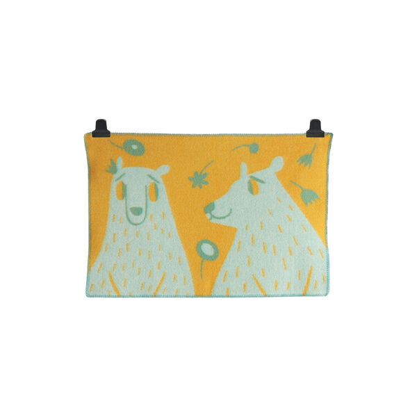 Bamse Babyplaid, türkis/gelb, Røros Tweed