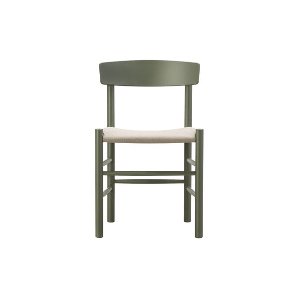 J39 Mogensen Stuhl mit gepolstertem Sitz, khaki green/natur kanvas, Fredericia Furniture