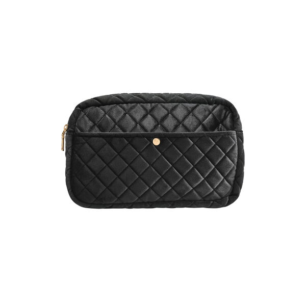 Beauty Bag Large, black velvet, Fan Palm