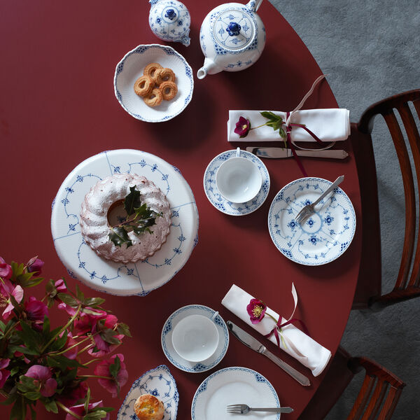 Musselmalet Halbspitze Zuckerdose mit Deckel 20 cl, Royal Copenhagen