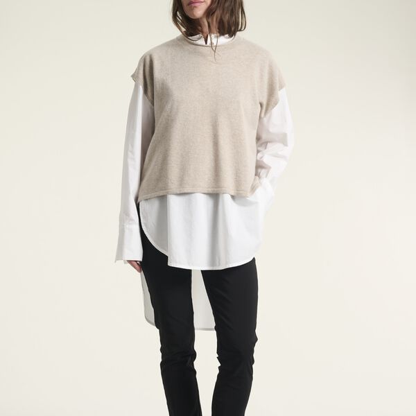 Kumo cashmere sleeveless blouse, ivory melange, BITTE KAI RAND