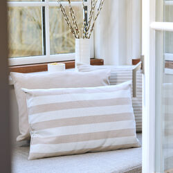 Outdoor Fine Stripe Kissen, beige, Compliments