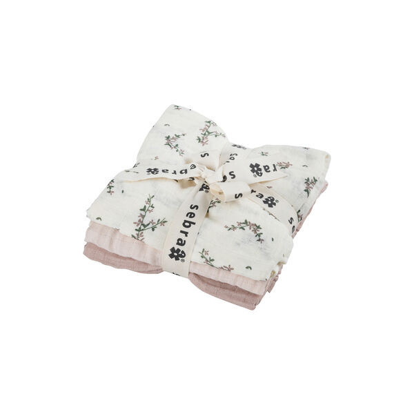 3-pack Muslin, powder blossom/rose, Sebra