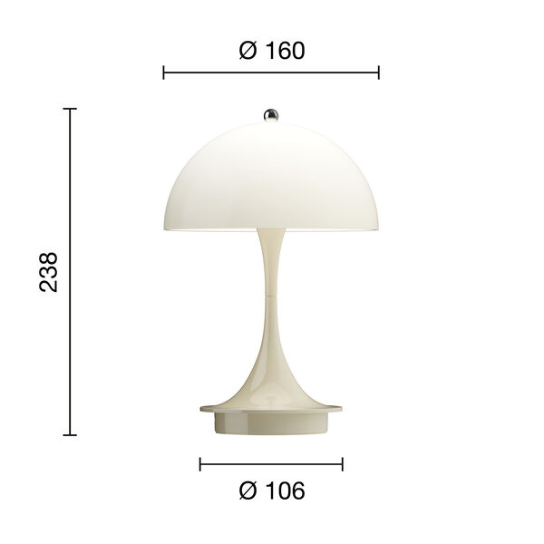 Panthella 160 Portable Table Lamp, opal beige, Louis Poulsen