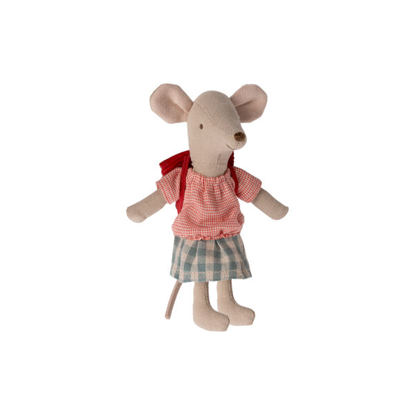 Große Schwester Fahrradmaus mit Tasche, rot, Maileg