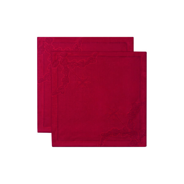 Stern-geriffelte Weihnachtsservietten, 2 Stk., rot, Royal Copenhagen