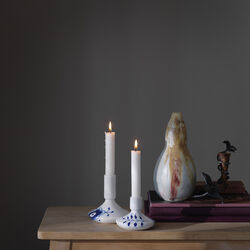Blaue Mega-gerippte Kerzenhalter 8 cm, Royal Copenhagen