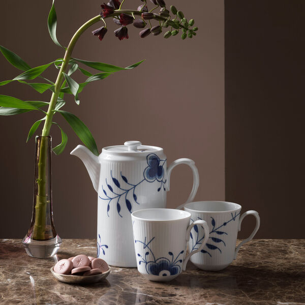 Mega Blau Gerippt Kanne mit Deckel, Royal Copenhagen