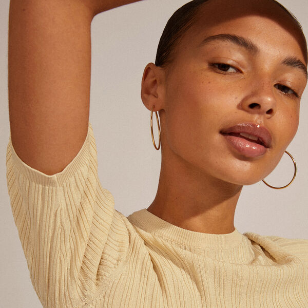 APRIL hoop earrings medium, gold plated, Pilgrim