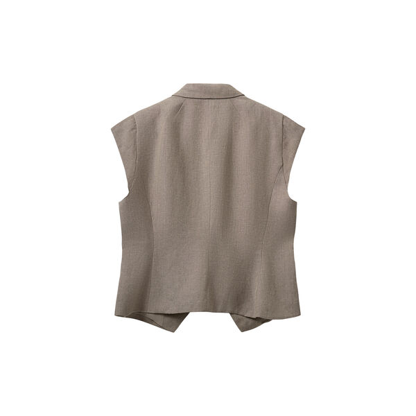 MAJSESW LINEN MIX CAP SLEEVE BLAZER, dark sand, Sofie Schnoor