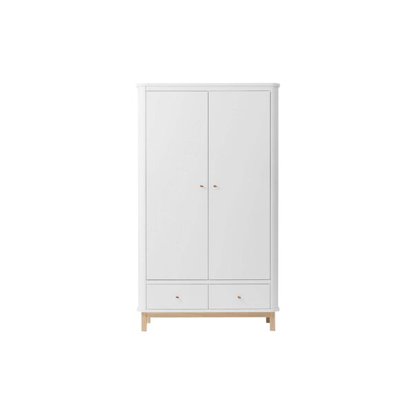 Wood Wardrobe 2 Doors, white/oak, Oliver Furniture