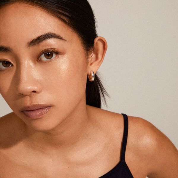 Mine Chunky Huggie Hoop Earrings, silver, Pilgrim