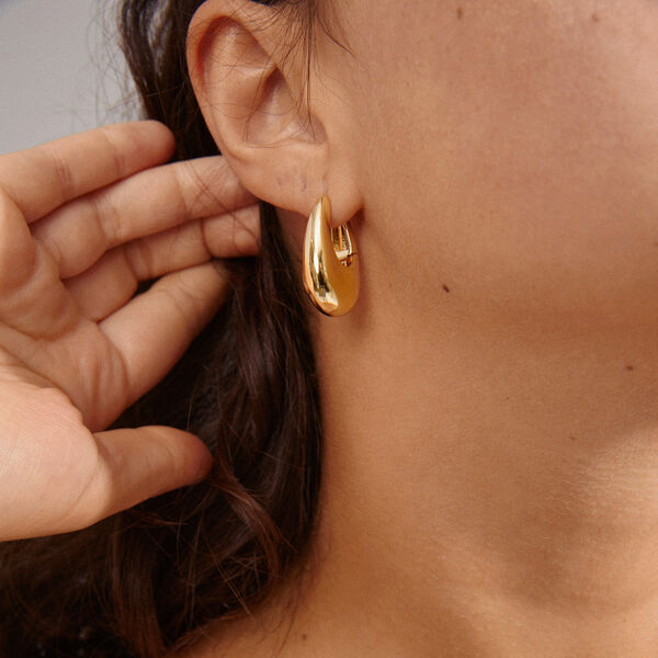 AUTUMN Chunky Retro Hoop Earrings, gold, Pilgrim