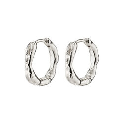 EDDY recycled organic shaped small hoops, silver-plated, Pilgrim