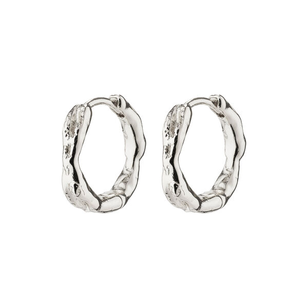 EDDY recycled organic shaped small hoops, silver-plated, Pilgrim