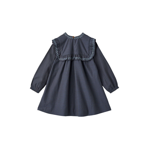 Kariertes Kleid mit Stickerei und Rüschen, brown/blue check comb., Copenhagen Colors Organics