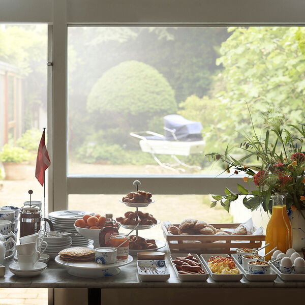 Blaue Mega gerippte rechteckige Platte 24 cm, Royal Copenhagen