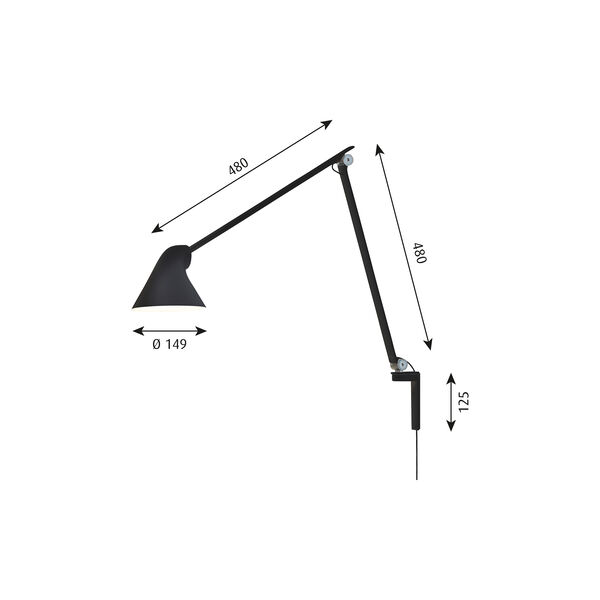 NJP Wandleuchte, schwarz, Louis Poulsen