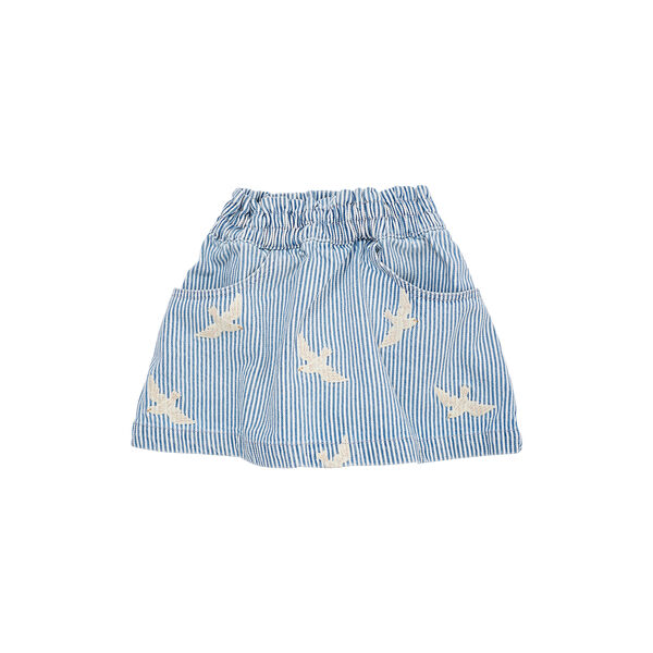 Garngefärbter Twill-Rock mit Stickerei, denim blue stripe, Copenhagen Colors Organics