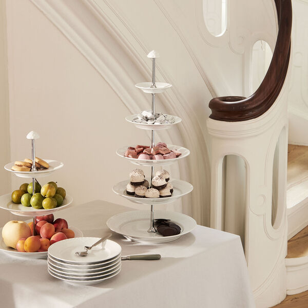 Weiß Gerippt Etagere, 3-stöckig, Royal Copenhagen